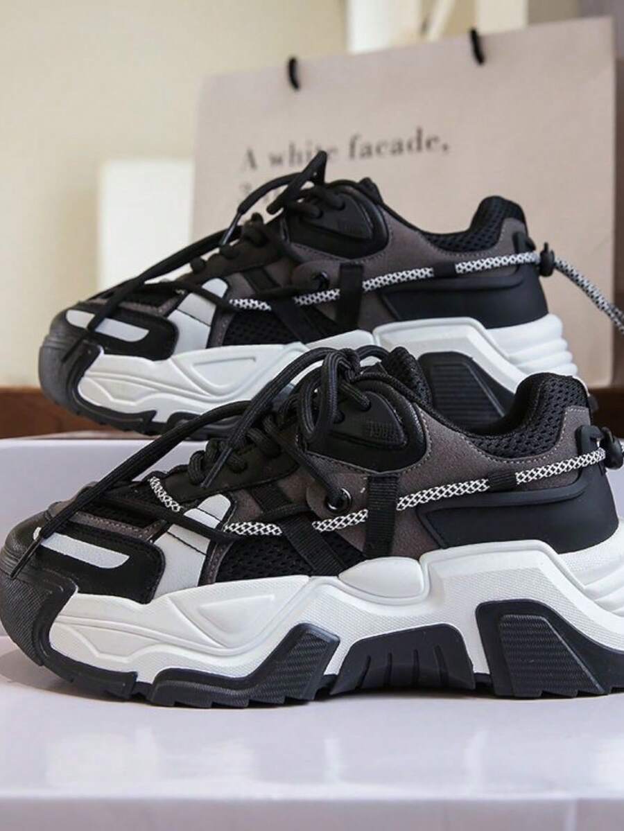 Tennis para mujer de plataforma cómodos negro o blanco - Negro - Ver 1