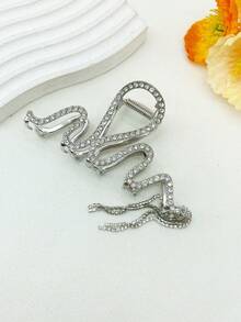 1pc Women's Rhinestone Asymmetric Shaped Chain Hair Claw Clip - Silver - View 4