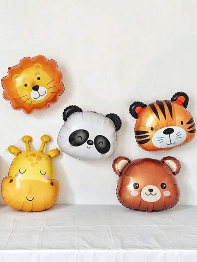 MECRLA 3pcs/5pcs Animal Head Balloons Bear, Panda, Giraffe, Tiger, Lion, Perfect For Birthday Party Decoration, Balloon Garlands, Backdrops,