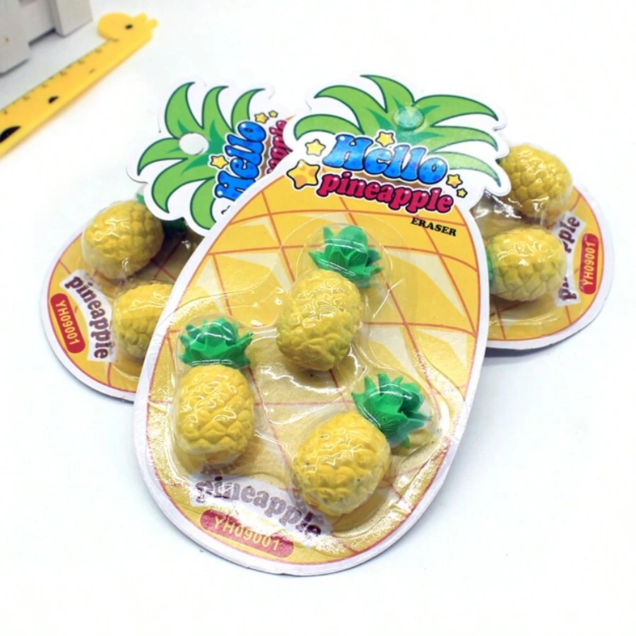 Creative Realistic Pineapple Shaped Eraser, Cartoon Fruit Rubber Eraser, Stationery Gift For Students - Multicolor - View 1