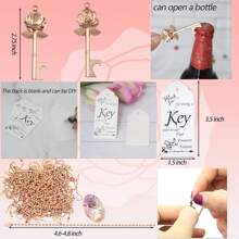100 Sets Rose Key Bottle Opener Wedding Favors For Guests Bulk Skeleton Keys With Card For Rustic Party Bridal Showers - Màu Hoa hồng đỏ - Xem 2