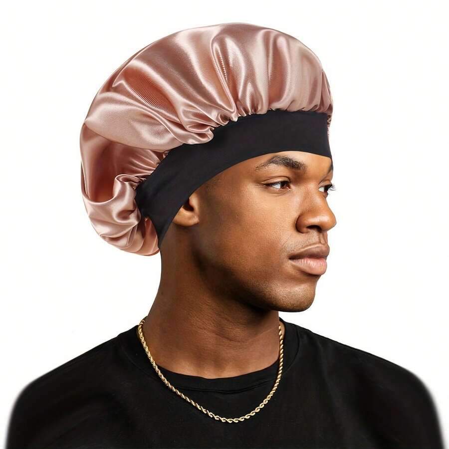 1入男士緞面彈性圓帽,兼具美髮護髮帽和沐浴帽雙重功能 - 灰色 - 查看 1