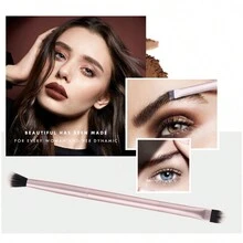 3 cái/bộ Kết thúc kép Nhôm Ống Cọ trang điểm , Bao gồm Phấn mắt Chải , Mũi Bóng Chải , Bàn chải Highlight , Chi tiết Chải Và Khác Chức năng - Hoa hồng vàng - Xem 2
