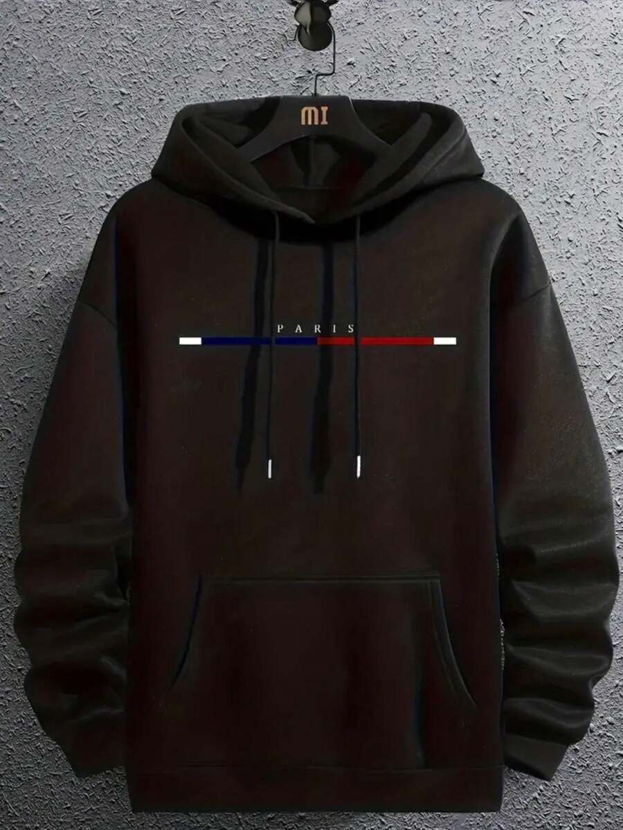 Sudadera con Capucha Estampado Paris - Negro - Ver 1