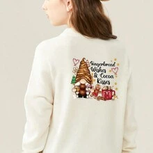 1張聖誕風格服裝裝飾熱轉印貼紙，包括卡通動物印花，高彈性，耐用性，防水性，適合家庭熨燙和DIY手工製作 - C6 - 查看 4