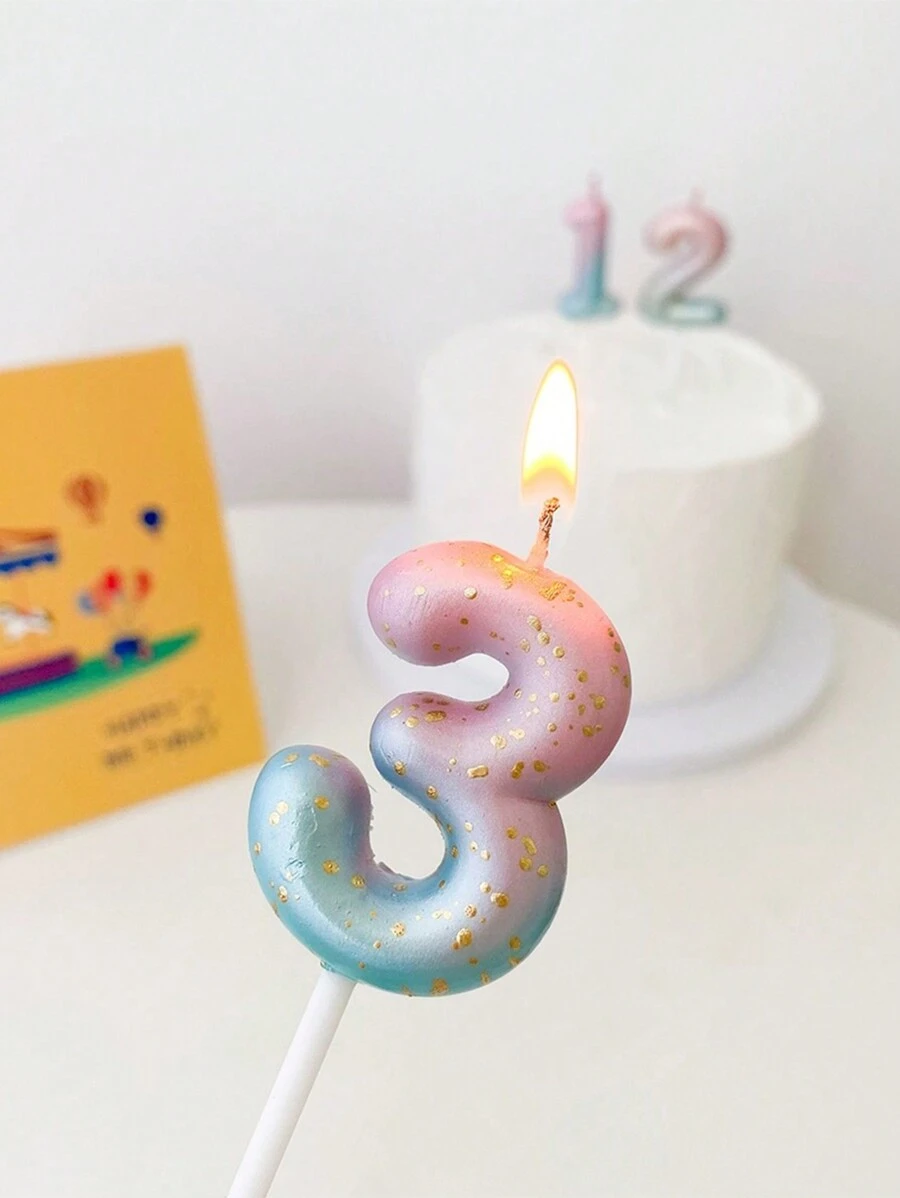 Gradient Number Candle For Cake Decoration,
