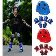 Roller Skating Knee Pad Protection Set With Children's Kit Knee Pads And Wrist Pads And Elbow Pads 7 Pcs - Blue - View 3