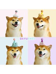 1只宠物绒毛卡通帽子,适用于泰迪狗,比熊狗,青蛙,兔子,可爱的泡沫兔,狗狗,猫咪,多彩头饰