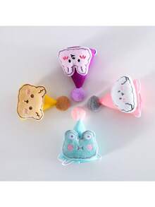 1只宠物绒毛卡通帽子,适用于泰迪狗,比熊狗,青蛙,兔子,可爱的泡沫兔,狗狗,猫咪,多彩头饰