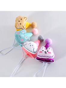 1只宠物绒毛卡通帽子,适用于泰迪狗,比熊狗,青蛙,兔子,可爱的泡沫兔,狗狗,猫咪,多彩头饰