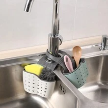 1 Pieza Organizador De Cesta De Esponja De Fregadero De Cocina, Soporte De Grifo Organizador De Estante De Almacenamiento - Multicolor - Ver 8