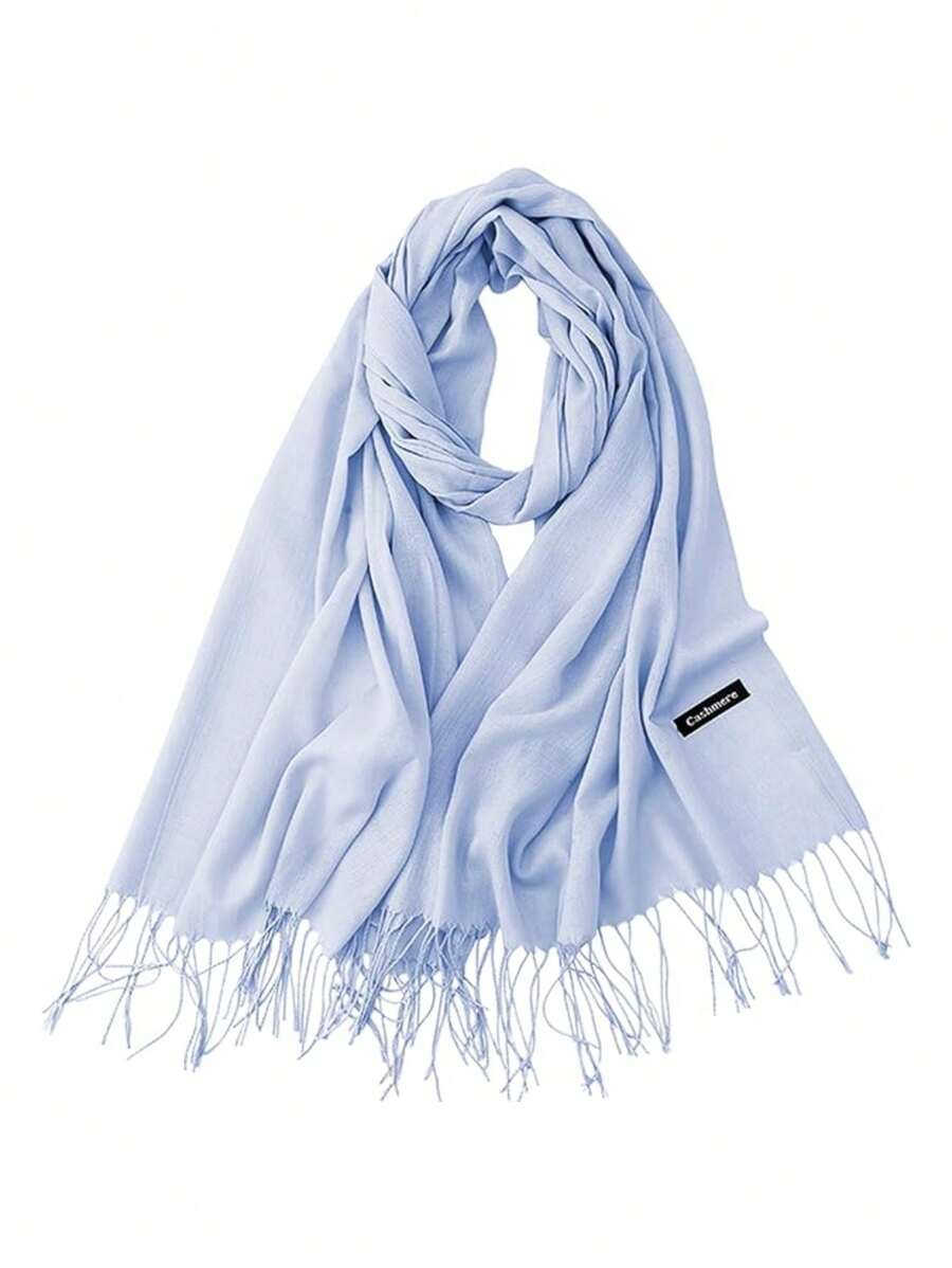 Bluelander Thick Winter Pashmina With Tassels, Windproof, And Fully Adjustable - Dusty Blue - View 1