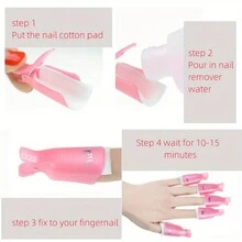 每包含10個的指甲油卸除夾,指甲油卸除夾洗潔劑卸除夾,指甲油卸除包工具,指甲藝術浸泡蓋夾