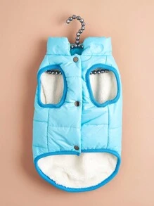 1 Miếng Đơn giản Màu thuần Lông cừu mùa đông Áo khoác cho chó Đối với Lớn , Chống gió Ngoài trời Chó tha mồi vàng Quần áo thú cưng - Màu xanh nhạt - Xem 3