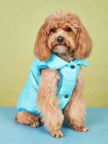 1 Miếng Đơn giản Màu thuần Lông cừu mùa đông Áo khoác cho chó Đối với Lớn , Chống gió Ngoài trời Chó tha mồi vàng Quần áo thú cưng - Màu xanh nhạt - Xem 1