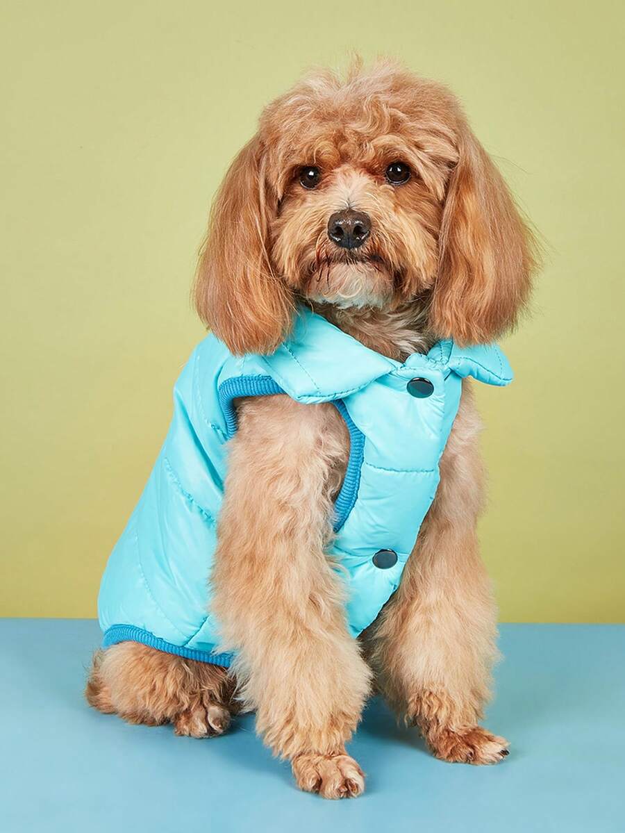 1 Miếng Đơn giản Màu thuần Lông cừu mùa đông Áo khoác cho chó Đối với Lớn , Chống gió Ngoài trời Chó tha mồi vàng Quần áo thú cưng - Màu xanh nhạt - Xem 1