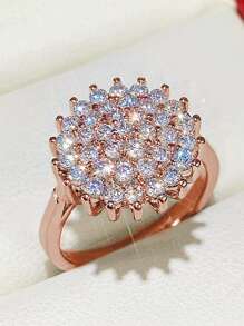 1 cái Tuyệt đẹp Khối Zirconia  Nhẫn Đối với phụ nữ Cho đám cưới Hôn ước Tiệc kỷ niệm Ban nhạc Đồ trang sức Ngày lễ tình nhân Qủa tặng - Hoa hồng vàng - Xem 2