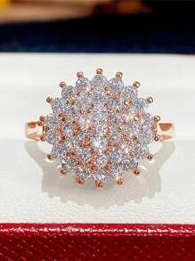 1 cái Tuyệt đẹp Khối Zirconia  Nhẫn Đối với phụ nữ Cho đám cưới Hôn ước Tiệc kỷ niệm Ban nhạc Đồ trang sức Ngày lễ tình nhân Qủa tặng - Hoa hồng vàng - Xem 6