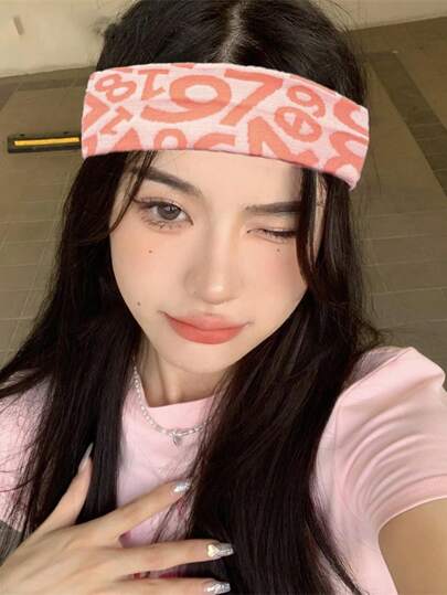 1PC Digital Knitted Wool Elastic Wide Edge Headband Sports Yoga Style Matching Headband for Women