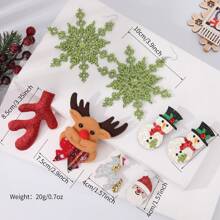 4 cặp/bộ Chuông lấp lánh Giáng sinh, Cây, Tuần lộc, Mũ, Vớ, Găng tay, Bộ bông tai thiết kế người tuyết & bông tuyết, kèm thiệp chúc mừng (Ngẫu nhiên) - Nhiều màu - Xem 17