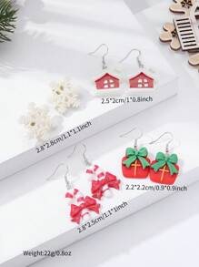 4 cặp/bộ Chuông lấp lánh Giáng sinh, Cây, Tuần lộc, Mũ, Vớ, Găng tay, Bộ bông tai thiết kế người tuyết & bông tuyết, kèm thiệp chúc mừng (Ngẫu nhiên) - Nhiều màu - Xem 20