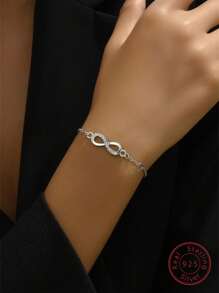1個925純銀無限手鍊|無盡愛情象徵手鍊4級可調長度|女士精品珠寶,送給妻子女友媽媽的母親節禮物 - 銀色 - 查看 7