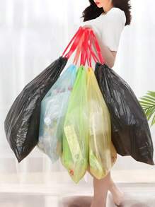 65pcs/5rolls (Random colour), Extra Thick Drawstring Type Garbage Bag,Bathroom Trash Bag, Disposable Trash Bag, Pouch Kitchen Storage Garbage Bags, Plastic Bag For Bathroom Kitchen Office Restaurant Cleaning - Multicolor - View 1