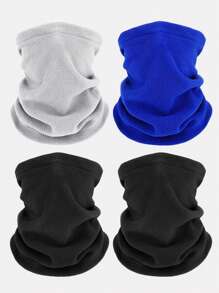 4入組男士可調節保暖帽子、圍脖和多功能圍巾3合1套裝,適用於冬季使用 - 彩色 - 查看 1