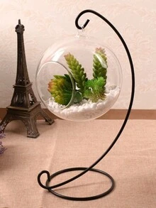 1入組透明玻璃花瓶掛球吊飾,適用於微型花園,多肉水耕植物玻璃罩 - 無色 - 查看 7