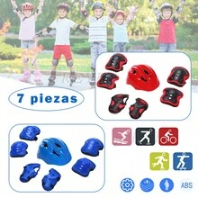 Roller Skating Knee Pad Protection Set With Children's Kit Knee Pads And Wrist Pads And Elbow Pads 7 Pcs - Blue - View 2