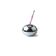 1pc Disco Ball Glitter Plastic Cup, Electroplated Sphere 600ml Water Bottle Cup With Straw, Girls Cup[Transparent Straw]