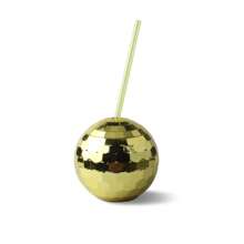 1pc Disco Ball Glitter Plastic Cup, Electroplated Sphere 600ml Water Bottle Cup With Straw, Girls Cup[Transparent Straw]
