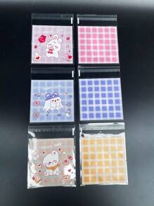 100 piezas/lote Bolsas de OPP impresas con lindos conejos y perros para dulces, envoltura de regalos, fiestas y bolsas de recuerdos para bodas, Día de San Valentín - Azul - Ver 3