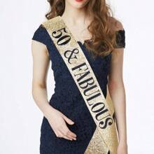 2 件/套黄金岁数 30 岁 40 岁 50 岁 60 岁 70 岁 80 岁 1 件水钻水晶皇冠 +1 件披肩头饰生日周年装饰生日快乐缎带派对用品发带发刷生日女王女士发刷发带，圣诞节