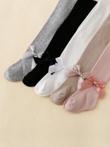 5入組女寶寶蝴蝶結裝飾萬能褲，適合日常穿著 - 彩色 - 查看 2