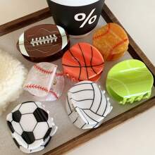 1 buc Clemă de păr stil sport cu personalitate - baschet, fotbal, tenis, fotbal american, volei - potrivită pentru uz zilnic sau ca și cadou pentru cele mai bune prietene, iubite, profesori etc. Cleme de păr drăguțe cu gheare, cleme de păr cu maxilar