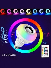1 PCS Foco de bluetooth con musica y control de cambios de luces-Foco MP3 con musica y colores - Multicolor - Ver 5