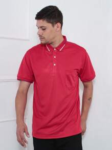 Men Polo Shirts - 紅色 - 查看 3