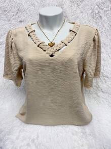 Modelo: blusa de manga curta com trança na frente : Tamanho : M,G,GG