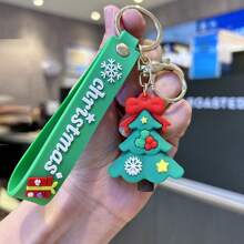 1pc Pvc Rubber Cartoon Christmas Tree Keychain For Car Key, Bag Decoration - Multicolor - View 1