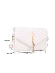 Fashionable Minimalist Solid Color Crossbody Bag - White - View 2