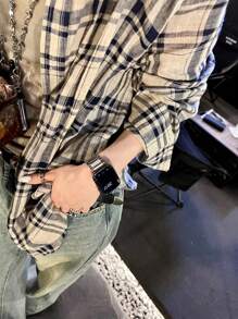 1pc Unisex Stainless Steel Matte 3-Prong Watch Band Strap Fits 38/40/41/44/45/49/42/46mm For Apple Watch S11/SE3/Ultra3/Ultra/SE/SE2/10/9/8/7/6/5/4/3/2/1