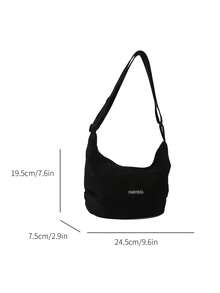 黑色時尚簡約女士斜背包 - 黑色 - 查看 6