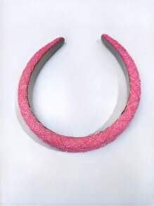 1 件女士毛毡布头带，带海绵垫，黑色，日常使用发饰 - 玫紅色 - 查看 4