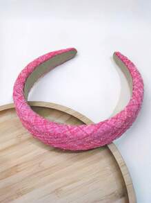 1 件女士毛毡布头带，带海绵垫，黑色，日常使用发饰 - 玫紅色 - 查看 3