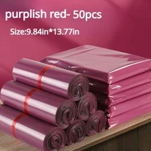 20pcs/ 30pcs/ 50pcs Solid Color Self-sealing Packaging Bags Suitable For Express Delivery And Various Occasions - Red Violet - View 1