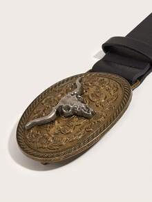 1 件女士西部牛仔复古金色带扣腰带，配有印花肩带，适合日常穿着、学校