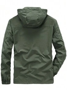 Men's Waterproof Hooded Sports Jacket Windbreaker, Suitable For Outdoor Camping Or Sports With Elasticity Gym Clothes Men