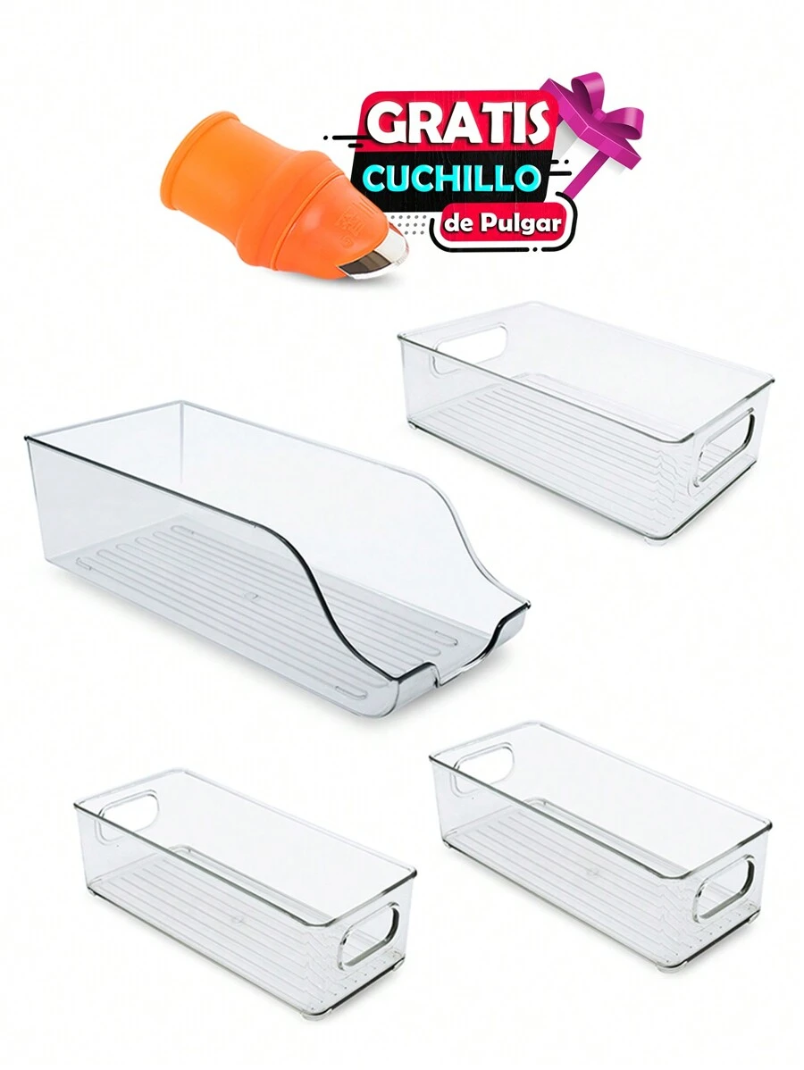Cajas de almacenamiento organizadoras de refrigerador: Acrílico, ideal para frutas y verduras. - transparente - Ver 1