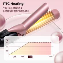 Rizador De Cabello Con Pantalla Lcd De 32 Mm Y Pinza Para Ondas En Color Rosa Dorado - Oro rosa - Ver 8
